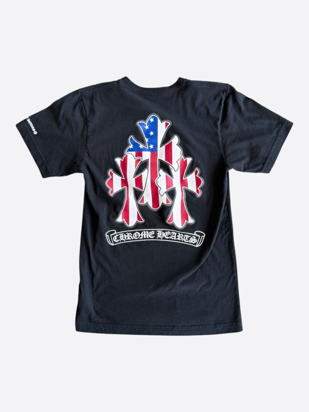 Chrome Hearts Black & White USA Triple Cross Logo T-Shirt